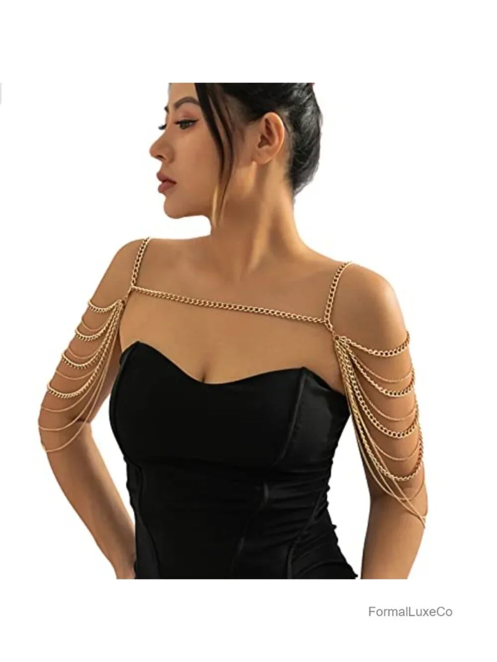 Punk Multi-Layered Body Chain Shoulder Necklace Back Chain Summer Beach Jewelry